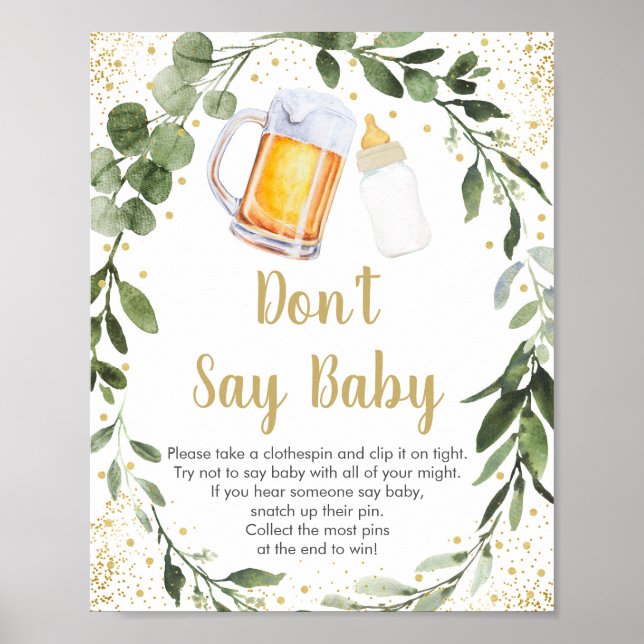Baby Is Brewing Greenery Don't Say Baby Game Poster (Front)