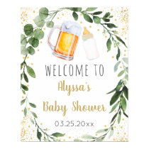 Baby Is Brewing Greenery Welcome Sign