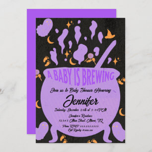 Baby is Brewing Groovy Retro Baby Shower Invitation