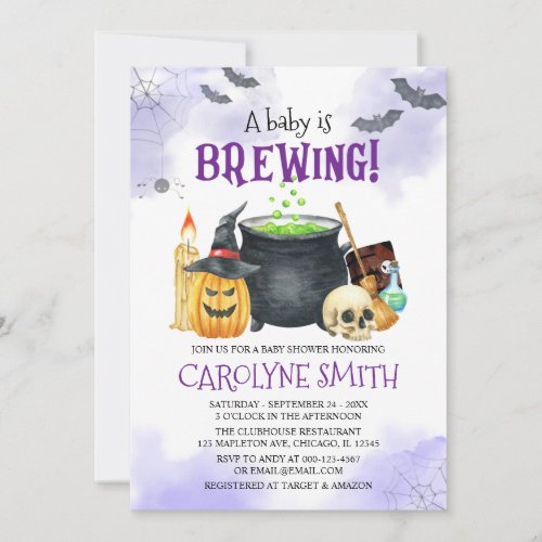 Baby is Brewing Halloween Baby Shower Invitation