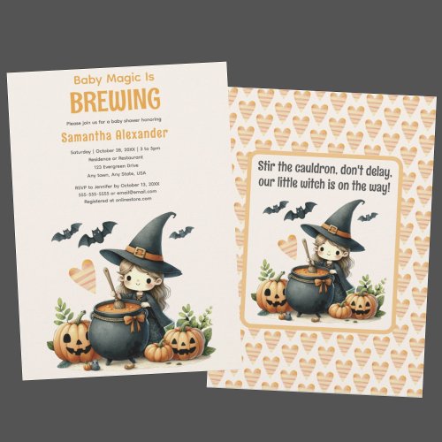 Baby is Brewing Halloween baby shower Invitation