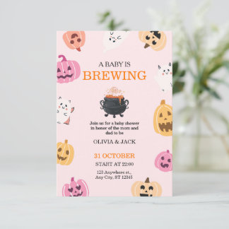 Baby is Brewing Halloween Baby Shower invitation