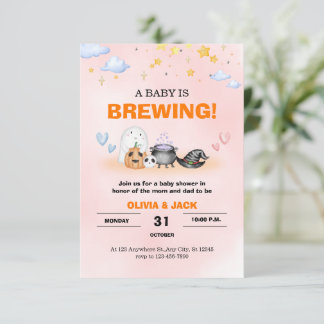 Baby is Brewing Halloween  Baby Shower invitation