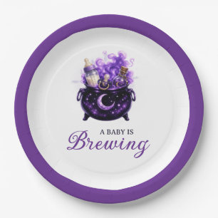 Baby Is Brewing Halloween Baby Shower Paper Plates