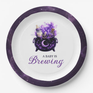Baby Is Brewing Halloween Baby Shower Paper Plates