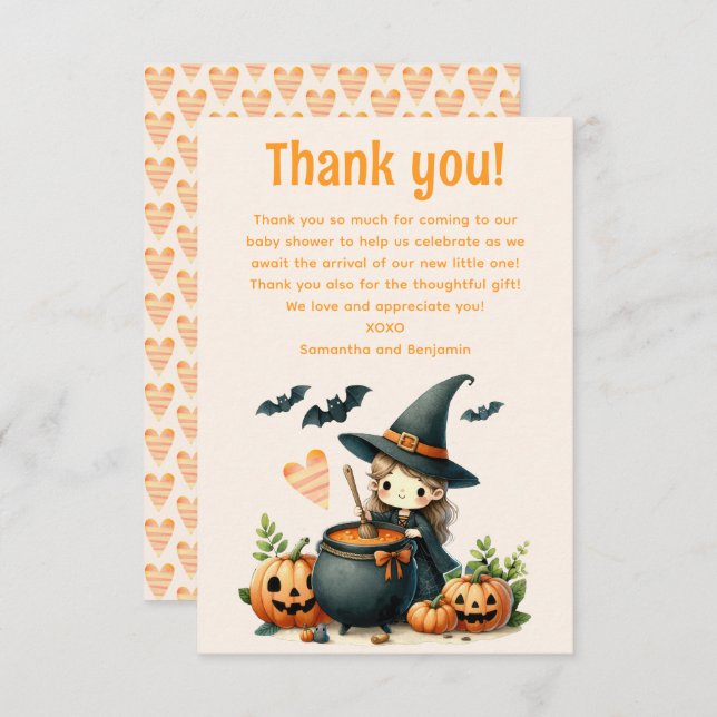 Baby is Brewing Halloween baby shower  Thank You Card (Front/Back)