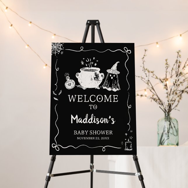Baby is Brewing Halloween Baby Shower Welcome Sign (In Situ (Stand))