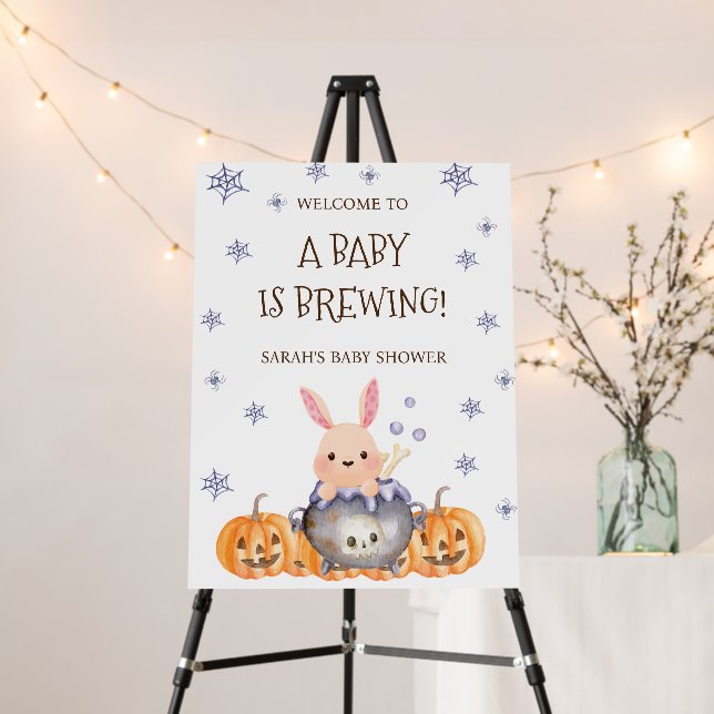 Baby is Brewing Halloween Baby Shower Welcome Sign (In Situ (Stand))