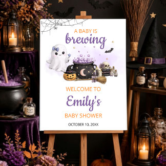 Baby Is Brewing Halloween Baby Shower Welcome Sign
