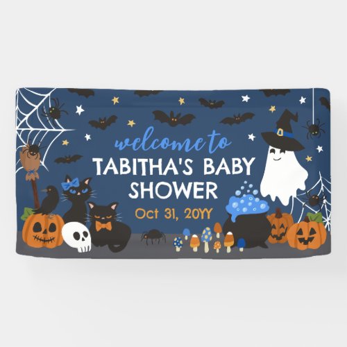 Baby Is Brewing Halloween Boy Baby Shower Welcome Banner