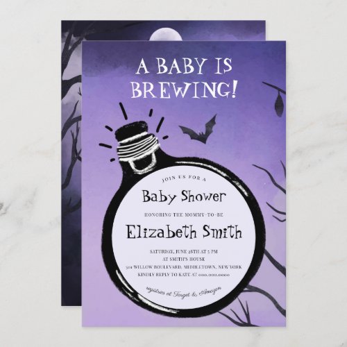 Baby Is Brewing Halloween Fall Autumn Baby Shower Invitation