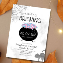 Baby Is Brewing Halloween Gender Reveal Party Invitation