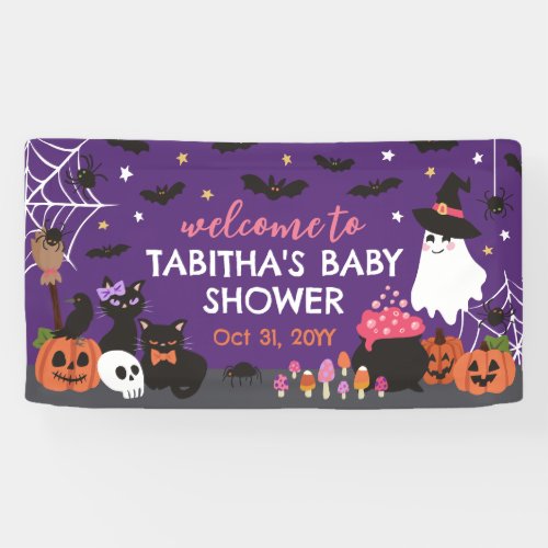 Baby Is Brewing Halloween Girl Baby Shower Welcome Banner