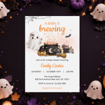 Baby Is Brewing Halloween Orange Baby Shower
