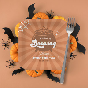 Baby Is Brewing Halloween Shower Plates