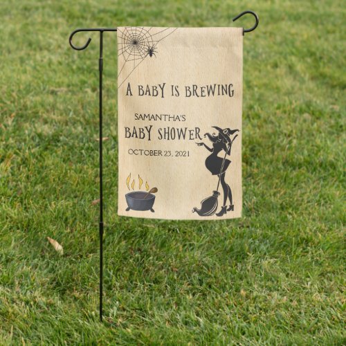 Baby is Brewing Halloween Witch Baby Shower  Garden Flag