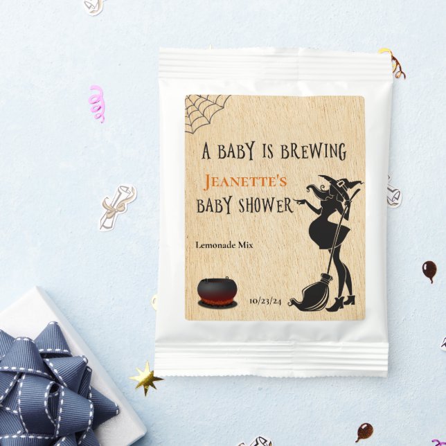 Baby is Brewing Halloween Witch Baby Shower    Lemonade Drink Mix (Packets)