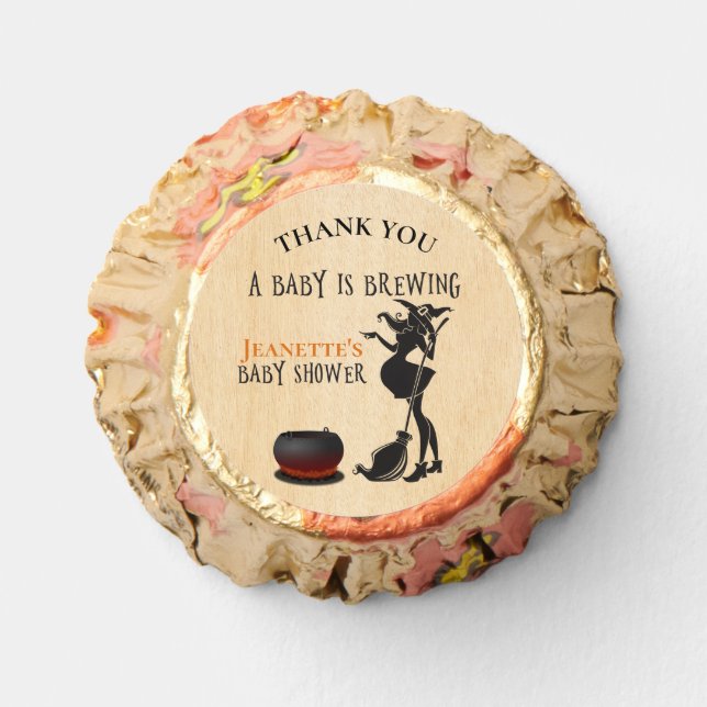 Baby is Brewing Halloween Witch Baby Shower  Reese's Peanut Butter Cups (Front)