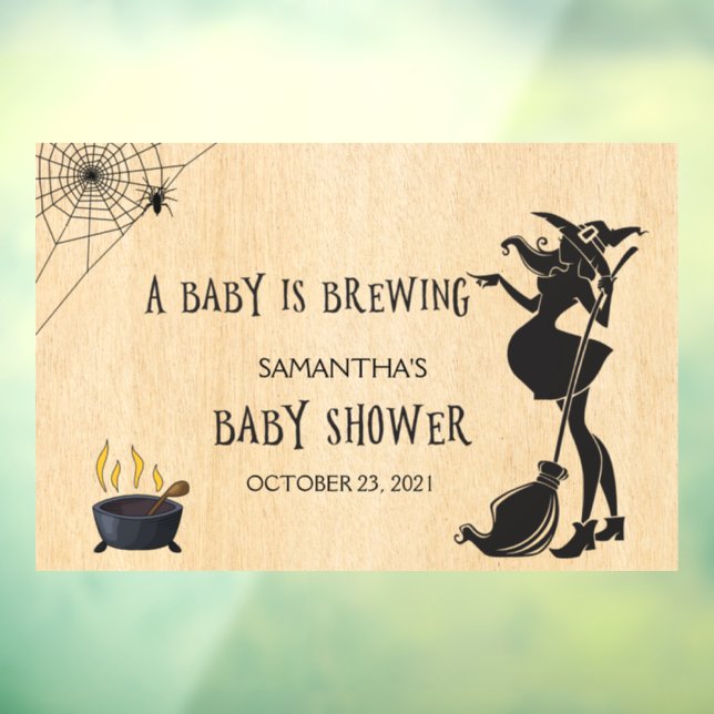 Baby is Brewing Halloween Witch Baby Shower  Window Cling (Sheet 3)