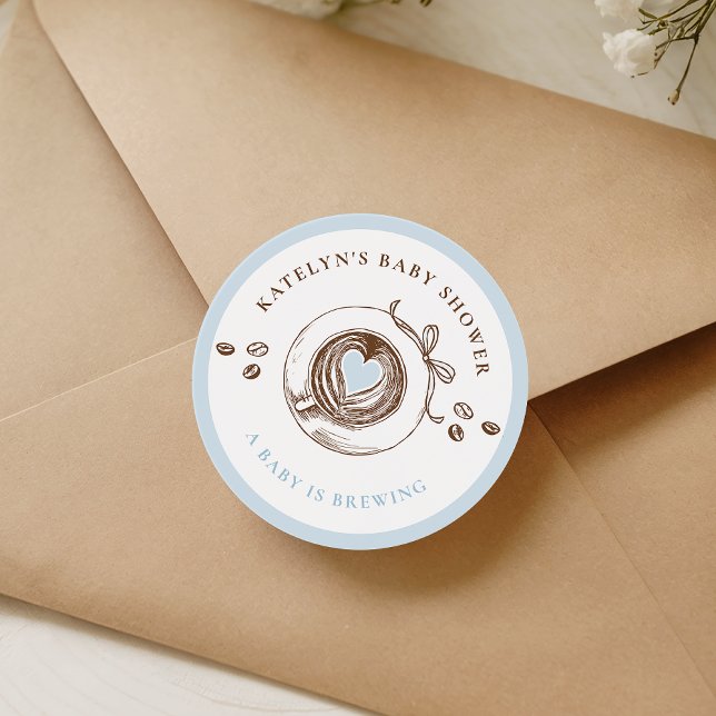 Baby Is Brewing Hand Drawn Classic Round Sticker (Creator Uploaded)