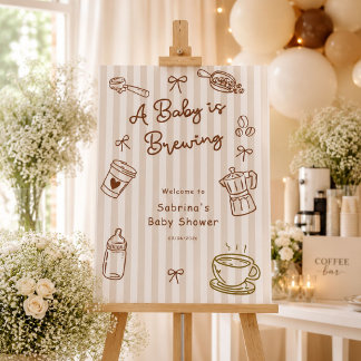 Baby is Brewing Hand Drawn Coffee Baby Shower Foam Board