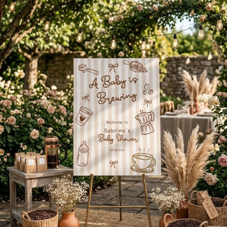 Baby is Brewing Hand Drawn Coffee Baby Shower Foam Board