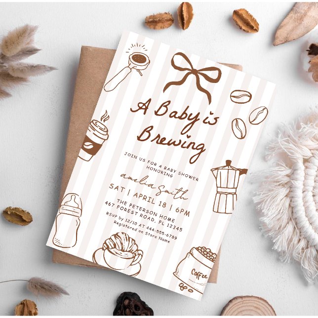 Baby is Brewing Hand Drawn Coffee Baby Shower Invitation (Creator Uploaded)