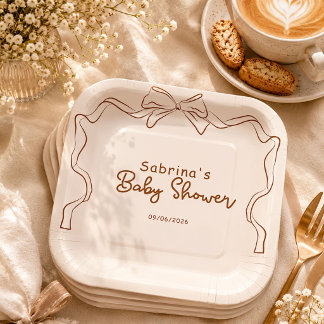 Baby is Brewing Hand Drawn Coffee Baby Shower Paper Plates