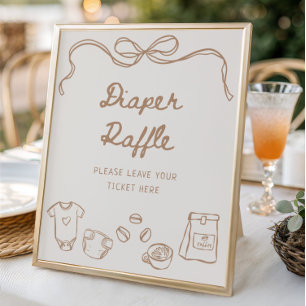 Baby is Brewing Hand Drawn Diaper Raffle Poster