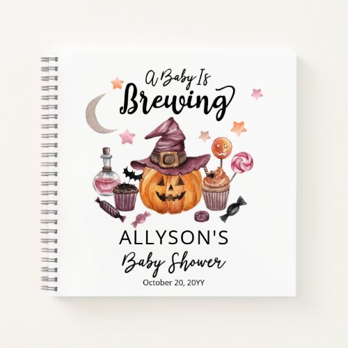 Baby Is Brewing Jack_O_Lantern Halloween Guestbook Notebook