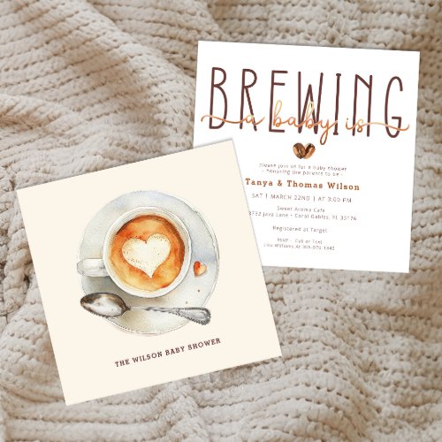 Baby Is Brewing Modern Coffee Baby Shower Invitation