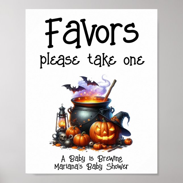 Baby is Brewing Neutral Baby Shower Favors Sign (Front)