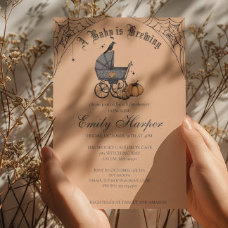 Baby is Brewing Orange Gothic Baby Shower Invitation