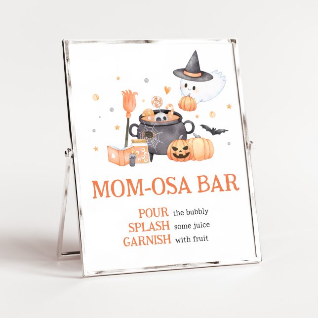Baby is Brewing Orange Halloween Mom Osa Bar Poster (Baby is Brewing Baby Shower Mom Osa Bar Sign)