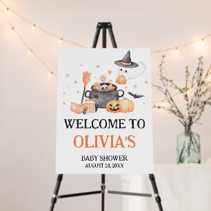 Baby is Brewing Orange Halloween Welcome Sign