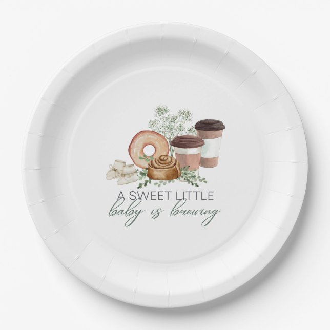 Baby is Brewing Paper Plates (Front)