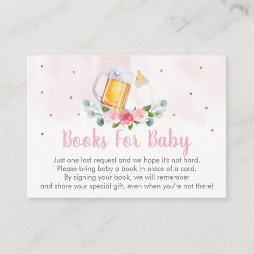 Baby Is Brewing Pink Gold Baby Shower Book Request Enclosure Card
