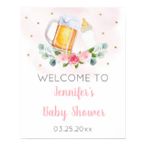 Baby Is Brewing Pink Gold Baby Shower Welcome Poster