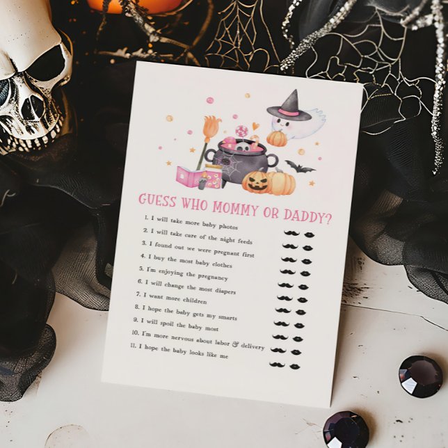 Baby is Brewing Pink Guess who Mommy or Daddy Game (Baby is Brewing Baby Shower Guess who Mommy or Daddy Game)