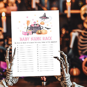 Baby is Brewing Pink Halloween Baby Name Race Game