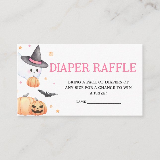 Baby is Brewing Pink Halloween Diaper Raffle Enclosure Card (Front)