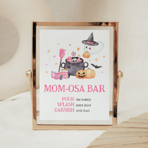 Baby is Brewing Pink Halloween Mom Osa Bar Poster