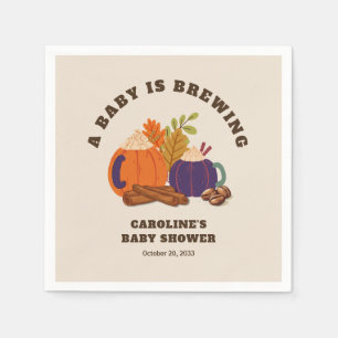 Baby Is Brewing Pumpkin Coffee Fall Baby Shower Napkins