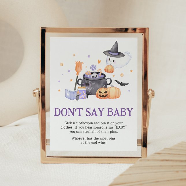 Baby is Brewing Purple Don't Say Baby Poster (Baby is Brewing Baby Shower Don't Say Baby Sign)