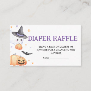 Baby is Brewing Purple Halloween Diaper Raffle Enclosure Card