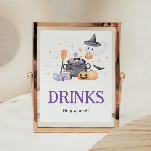 Baby is Brewing Purple Halloween Drinks Poster