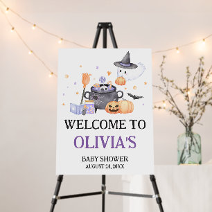 Baby is Brewing Purple Halloween Welcome Sign