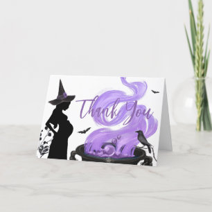 Baby is Brewing Purple Witch Baby Shower Letterpress Thank You Card