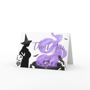 Baby is Brewing Purple Witch Baby Shower Thank You Card