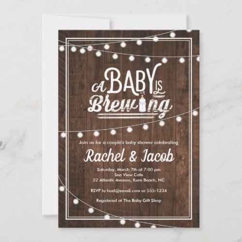 Baby is Brewing Rustic Baby Shower Invitation